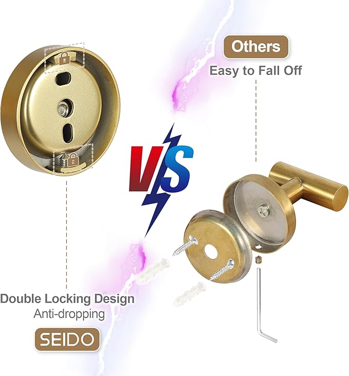 SEIDO Double Towel Bar for Bathroom Wall 24”L, 304 Stainless Steel Gold Towel Bar, 2-Bar Design Bathroom Towel Rack, Brushed Gold, 24 inch