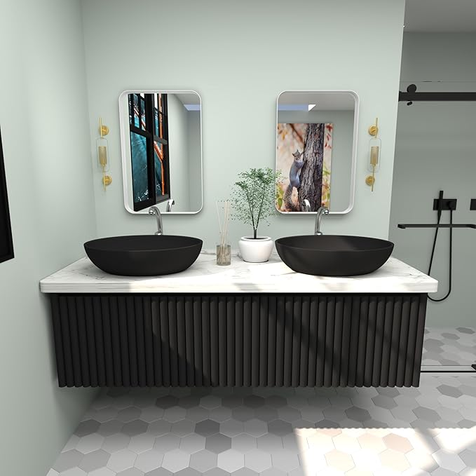 16”Wx24”H Farmhouse Framed Medicine Cabinet with Mirror, Matte White Finish, Recessed or Surface Mount, Adjustable Shelves, Rounded Rectangle Bathroom Medicine Cabinet,Install Left or Right