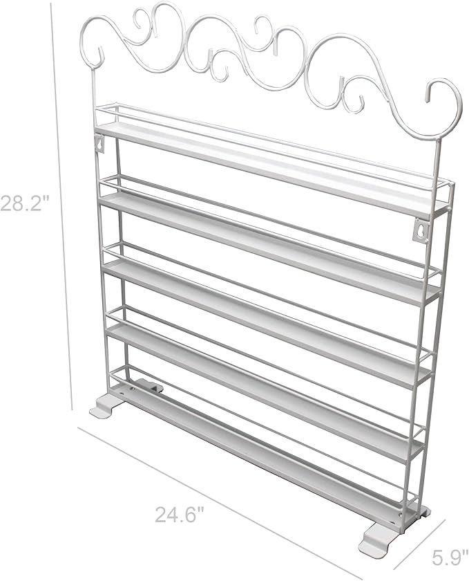 FixtureDisplays® White Metal Nail Polish Mountable 5 Tier Organizer Display Rack Essential Oil Rack 16034-WHITE