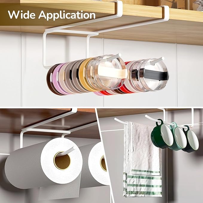 Glass Shelf for Bathroom ，Glass Aluminum，Adhesive-Free Cup Lid Organizer, Dual Hook Hanging Storage for Kitchen, No Drill, Ideal for and Lids