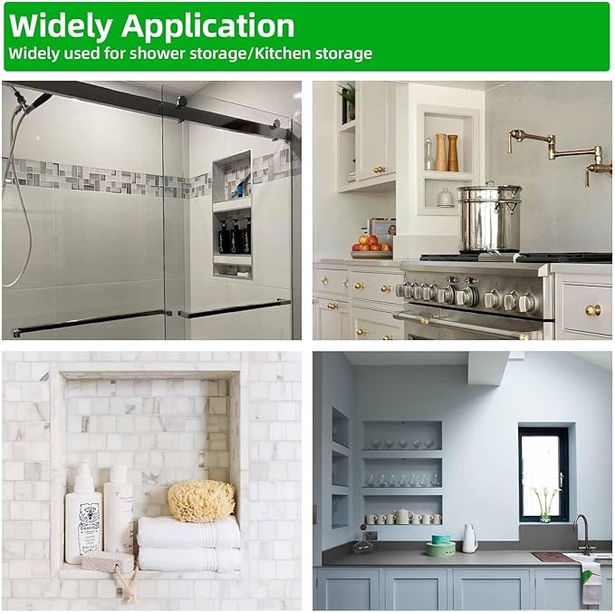 Shower Niche Tile Ready 12"x20",Niche for Shower Wall,Waterproof Ready-to-Tile Niches Recessed Box Shelf for Showers Wall Bathroom Renovation/Soap Storage,Outer Size 16"x24",Depth 4”