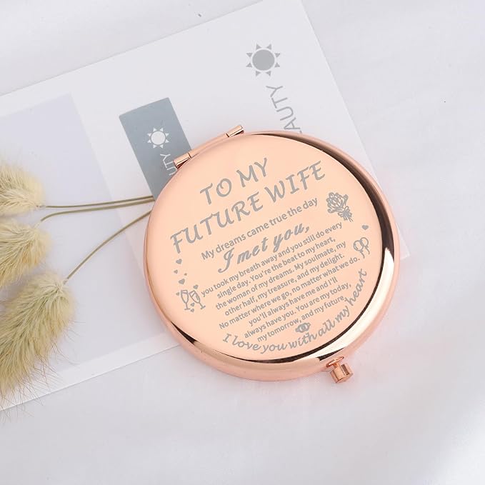 UJIMS to My Future Wife Gifts Bride to Be Makeup Mirror Engagement Gift for Soulmate Fiancee Wedding for Wife (Future Wife Mirror)