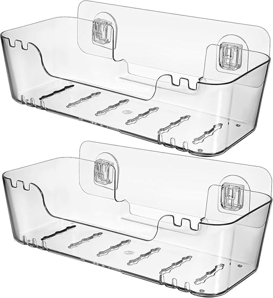 KALLORY 2pcs Wall Mount Bathroom Shelf Organizer No Drill Installation Over Toilet Storage Rack for Towels Toilet Paper and Toiletries Multipurpose Space-Saving Holder for Spaces