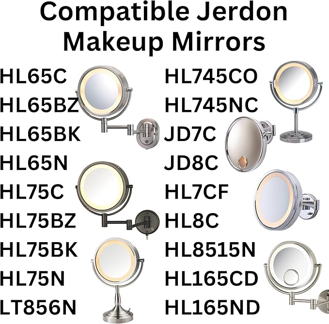 JERDON LED Replacement Light Bulb for Makeup Mirrors - 3000K (2 Pack) - LED Bulbs for Mirrors - Yellow-Tinted Lightbulbs