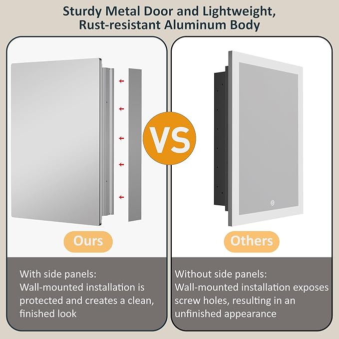 24x30 Inch Medicine Cabinet with Mirror, Recessed or Surface Mounted Bathroom Cabinets for Storage, 2 Fully Adjustable Tempered Glass Shelves, Soft-close DTC Hinges, HD Reflection Mirror Door, Silver