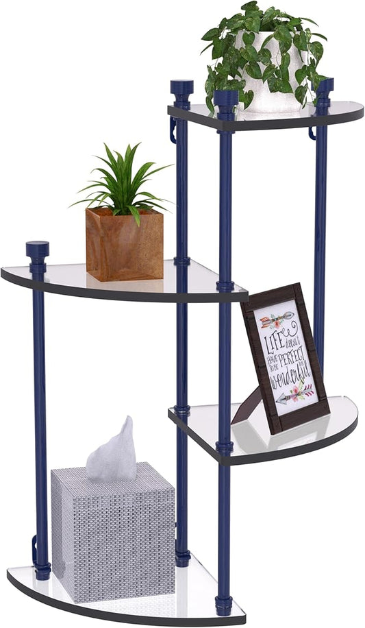 Allied Brass FT-4-MBL 4 Tier Glass Wall Shelf, Mediterranean Blue