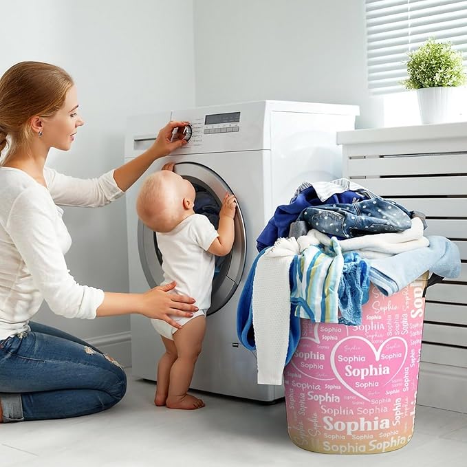 Personalized Laundry Baskets,Custom Name Gifts,Colorful Laundry Hamper for Kids Baby Adults,Collapsible Clothes Storage Organizer,One Size