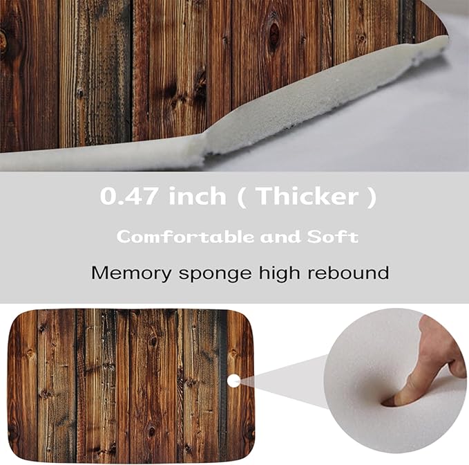 Farmhouse Western Vintage Bathroom Sets with Wooden Rustic Shower Curtain and 20 x 31 Rugs Bathroom Accessories Sets Decor with Bath Rug, Bath Mat, U-Shaped Contour and Hooks 72 x 72 Inch Brown