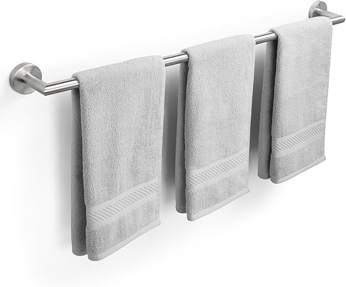 JunSun Towel Bar 30 Inch Bathroom Towel Rack Heavy Duty Bath Towel Holder Modern Towel Rod Brushed Silver Towel Hanger Bathroom Accessories Silver Towel Rail Stainless Steel Single Bar Brushed Nickel