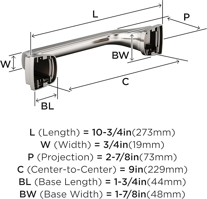 Amerock Revitalize Polished Nickel 9 inch (229mm) Towel Bar, BH36035PN