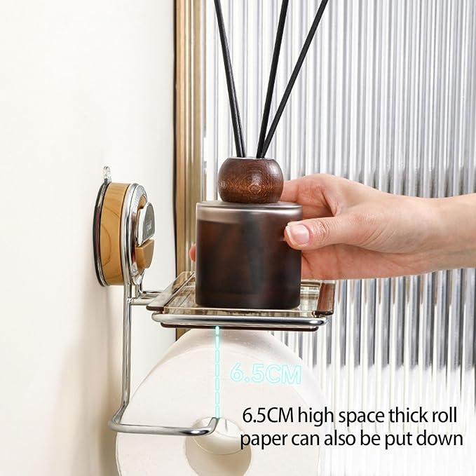Modern Adhesive Bathroom Shelf Stainless Steel & Suction Cup Wall Space-Saving Toiletries Holder Space Saving Holder