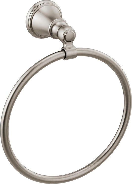 Delta Woodhurst (1-Pack) Hand Towel Holder Brilliance Stainless Steel Towel Racks for Bathroom Wall Round Towel Ring Holder for Bath Towel Hanger for Kitchen, Bathroom Accessories 73246-SS