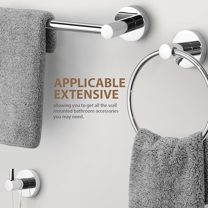 Bathroom Hardware Set 4 Piece – 24 Inch Towel Bar Set,Rustproof Stainless Steel Bathroom Accessories Kit with Towel Ring, Toilet Paper Holder & Robe Hook, Wall Mounted Bathroom Fixtures Set