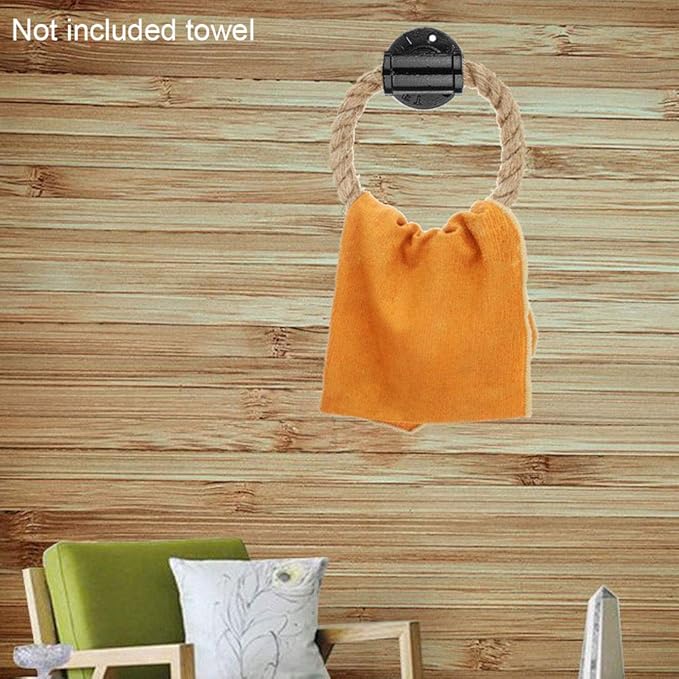Rope Towel Ring, Wall Mount Vintage Cast Iron Towel Rack, Industrial Storage Toilet Towel Holder, Rustic Hand Towel Hanger, for Shower/Bathroom/Bedroom/Kitchen