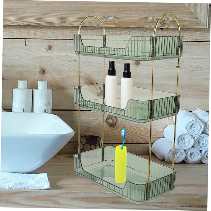 OUNONA Bathroom Tiered Organizer Shelf for Cosmetics Storage Rack for Bathroom Countertop Versatile Dresser Storage Holder for Toiletries and Sundries