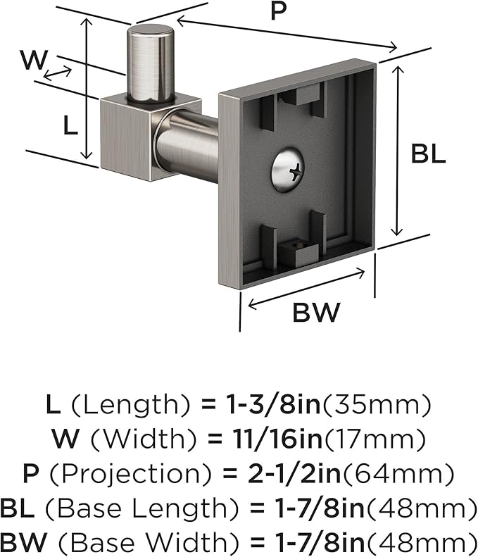 Amerock BH36070G10 | Brushed Nickel Single Robe Hook | 1-7/8 in. (48 mm) Length Towel Holder | Appoint | Towel Hook for Bathroom | Bathroom Hardware | Bath Accessories