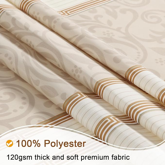 Long Fabric Shower Curtain, Beige Stripe and Taupe Damask Print Shower Curtains for Bathroom, Waterproof Bathroom Curtains, 72" W x 78" H