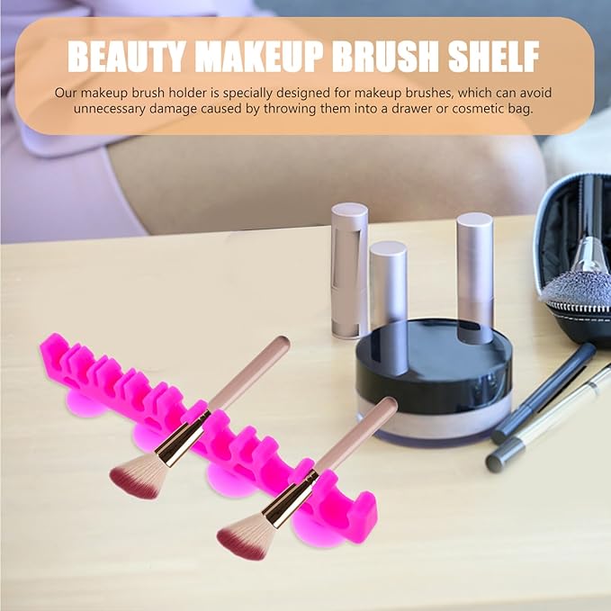 Makeup Organizer Rack, Silicone Brush Holder Rack, Cosmetic Brush Holder Supplies for Girls 1pc (Black)