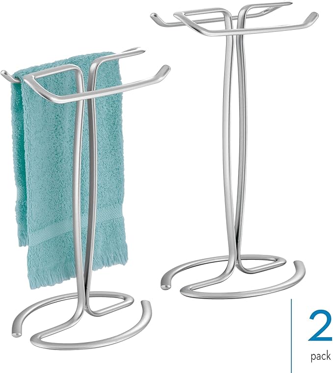 iDesign T-Shape Countertop Hand Towel Holder - Set of 2 - Chrome