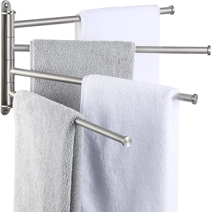 KES Bathroom Towel Rack 15.5-Inch, Swivel Towel Bar 4-Arm, Swing Out Towel Bar Wall Mounted, SUS304 Stainless Steel Brushed Finish, A2103S4L40-2