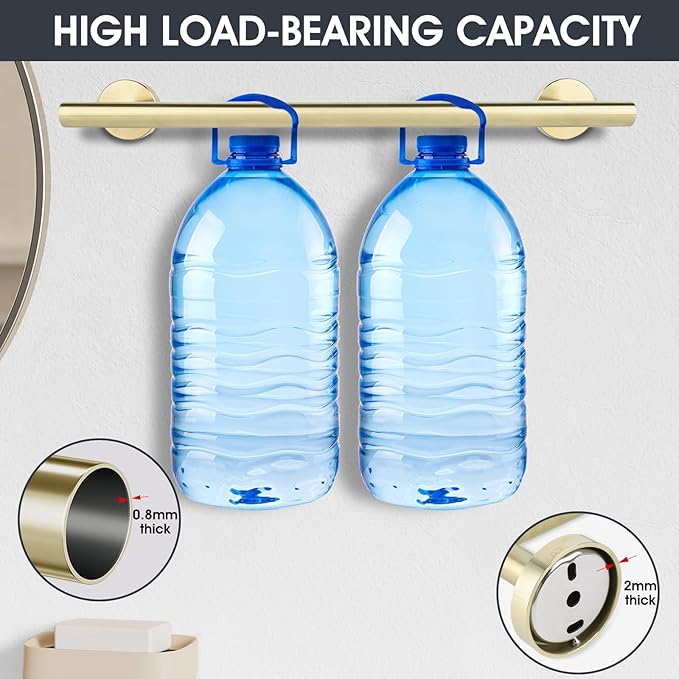 10 Piece Brushed Gold Bathroom Hardware Set, Towel bar Set Include 24 inch Silver Towel bar, Bathroom Towel Rack, Towel Ring, Toilet Paper Holder, Towel Hook, Bathroom Accessories Set