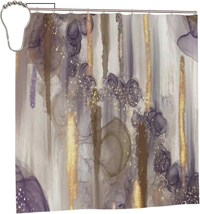 Shower Curtains for Bathroom,Mid Century Modern Brown Gray Purple Gold Beige Shower Curtain Bath Decor Waterproof Bathroom Curtain 72 X 72 Inch