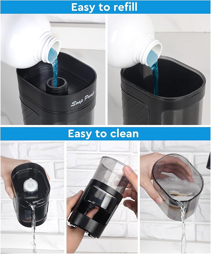 Kitchen Dish Soap Dispenser with Sponge Holder, 3-in-1 Countertop Dishwashing Soap Pump Dispenser Set for Kitchen Sink, Useful Kitchen Gadgets - Black