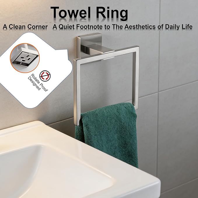 Bathroom Hardware Set 20 Piece Brushed Nickel Bathroom Accessories Set SUS304 Towel Bar Set Includes 4 Towel Bar 24 Inch+4 Towel Holder+4 Toilet Paper Holder+8 Towel Hooks (20, Brushed Nickel)