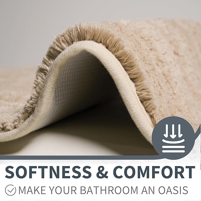 GRANNY SAYS Bathroom Rug Mat, Bath Mats for Bathroom Non-Slip, 24" x 48", Super Soft and Water Absorbent, Microfiber Bath Rugs, Machine Wash Dry, Large Bath Rugs for Bath Floor, Khaki