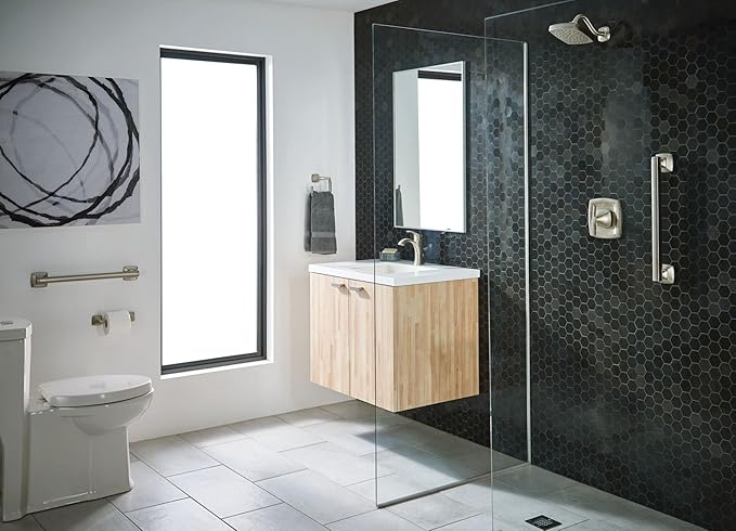 Moen Voss Collection Brushed Nickel Pivoting Toilet Paper Holder, Wall Mounted Double Post Toilet Tissue Holder, YB5108BN