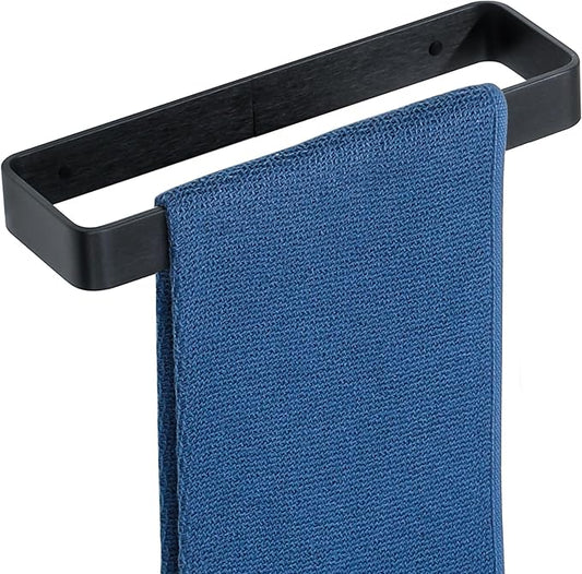 SAYAYO Matte Black Hand Towel Holder for Bathroom Wall, 10 Inch Self Adhesive Towel Bar Hand Towel Rack Square Heavy Duty