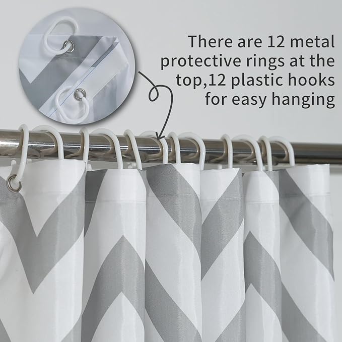 Black and White Grey Striped Shower Curtain Geometric Abstract Boho Bohemian Mid Century Modern Minimalist Shower Curtains for Bathroom Farmhouse Waterproof Fabric Shower Curtain Set 72x72 Inches