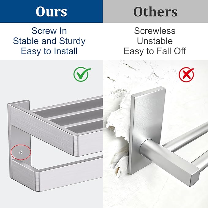 Brushed Nickel Towel Bar Towel Rack for Bathroom,Multi-Layer Towel Holder Stainless Steel Wall-Mounted Bathroom Hardware Accessories 23.6-inch