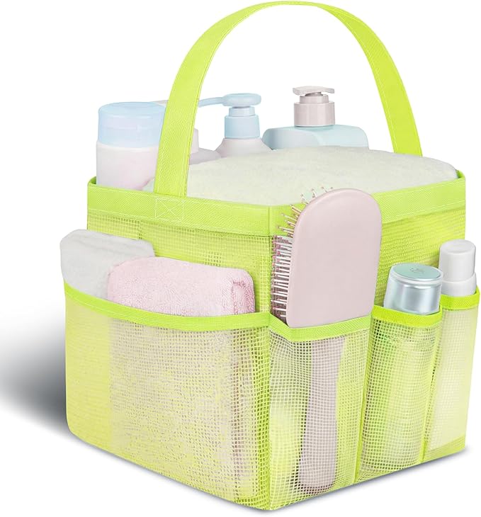 Attmu Mesh Shower Caddy Portable for College Dorm Room Essentials with 8 Pockets, Hanging Shower Caddy Dorm Basket, Quick Dry Shower Bag for Bathroom