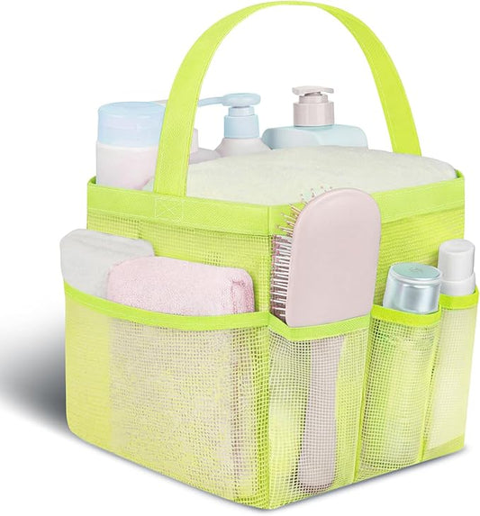 Attmu Mesh Shower Caddy Portable for College Dorm Room Essentials with 8 Pockets, Hanging Shower Caddy Dorm Basket, Quick Dry Shower Bag for Bathroom