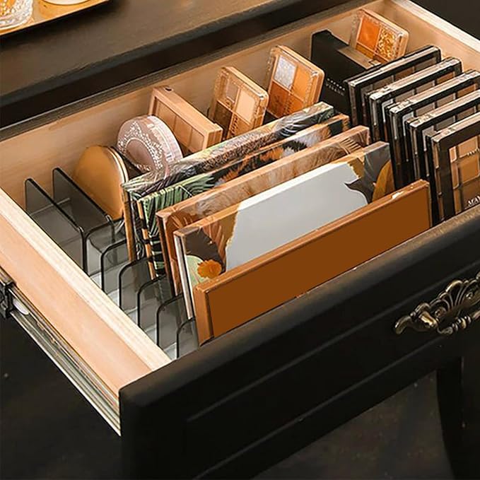 Makeup Palette Organizer2 Pack Acrylic Eyeshadow Palette Pallet,6.7x4.9x1.6 in 7 Sectons BPA-Free Make Up Blush,Contour Storage Holder Cosmetic Eye Shadow Display Stand Clear Rack Vanity Holder(Grey)