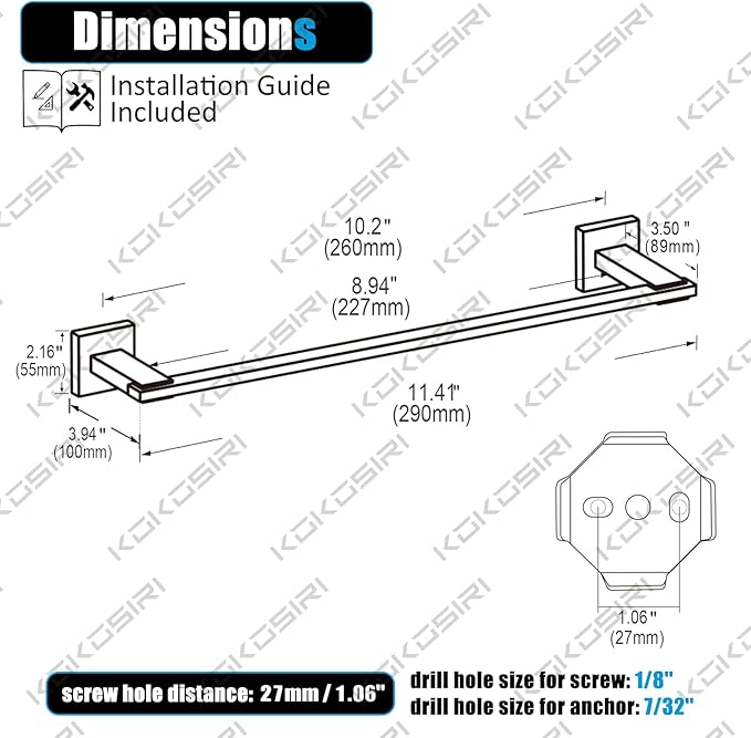 KOKOSIRI Bathroom Towel Holder 12 Inch Bath Towel Bars Kitchen Towel Hanger Necklace Holder Bathroom Accessories Stainless Steel Wall Mounted Brushed Nickel B4006BR-L12