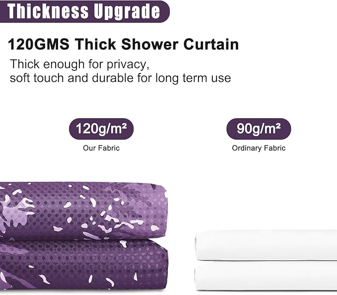 Hokibero Purple Misty Forest Mountain Nature Tree Fabric Shower Curtains for Bathroom Waterproof Heavy Duty Navy Blue and White Woohitedland Shower Curtain Bathtubs Hotel, 72 x 72 inch