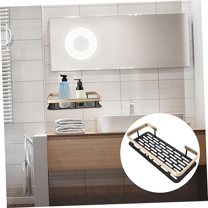 Nail Storage Stands Wall Shelf for Bathroom Kitchen Rack Black Shelves Storage Organizer
