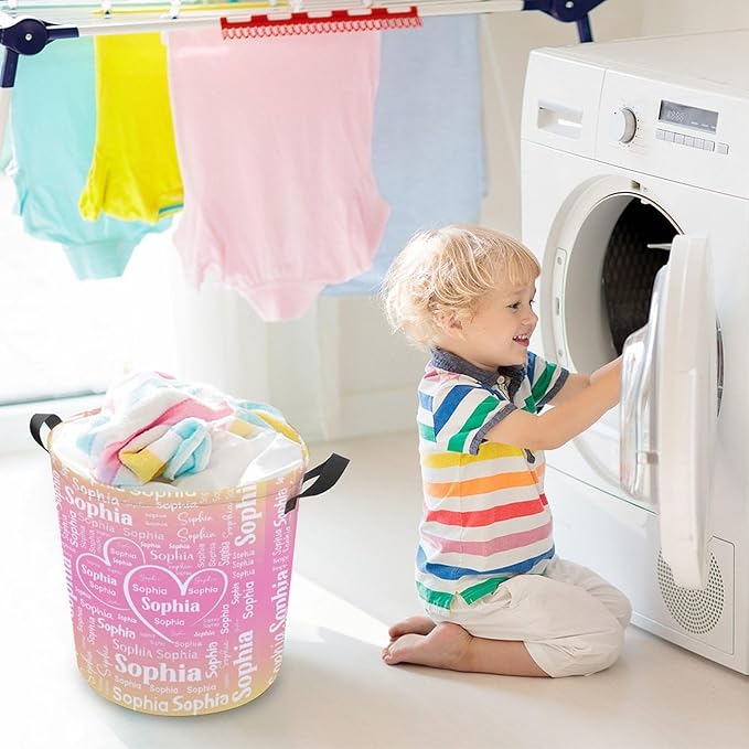 Personalized Laundry Baskets,Custom Name Gifts,Colorful Laundry Hamper for Kids Baby Adults,Collapsible Clothes Storage Organizer,One Size