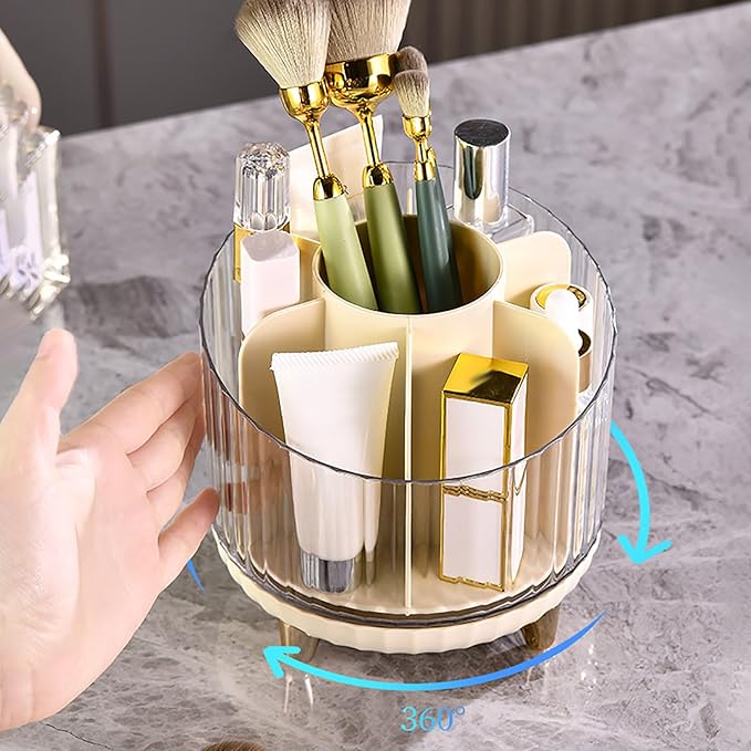 Makeup Box 360?? Rotating Storage Box Makeup Organizer Box Make Up Case Cosmetic Case Make Up Organizers And Storage Makeup Organizer Suitable For Dressing Room, Bedroom, Bathroom Cute Stuff (White)