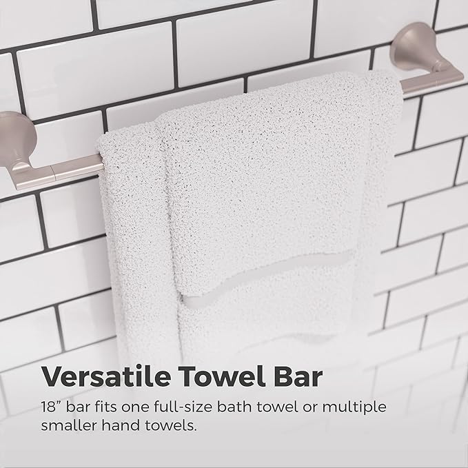Pfister Vedra Bath Towel Bar for Bathroom, 18-Inch, Wall-Mounted, Screw-in, Spot Defense Brushed Nickel Finish, BTBVED1GS