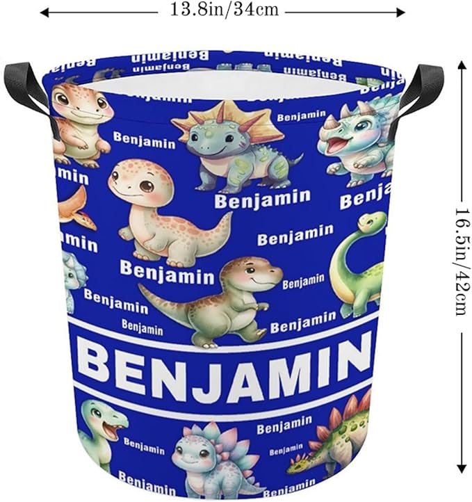 Custom Dinosaur Laundry Baskets, Personalized Dinosaur Gifts, Collapsible Laundry Hamper with Name for Kids Adults Home Decoration