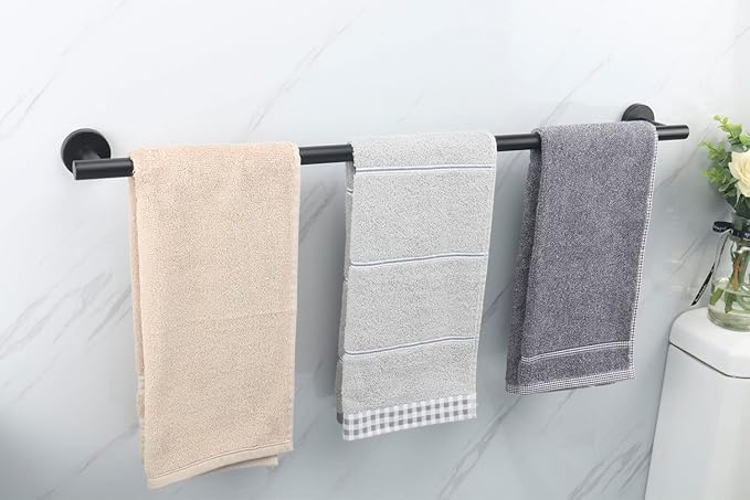 TocTen Bath Towel Bar - Thicken SUS304 Stainless Steel Bathroom Towel Holder, Towel Rod for Bathroom Heavy Duty Wall Mounted Towel Rack Hanger (36IN, Matte Black)