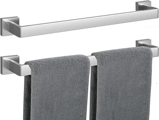 Towel Bar 2 Pack for Bathroom 20 Inch Brush Nickel Towel Holder 12/16/20/24/28/32/36 In Stainless Steel SS304 Rustproof Towel Rack Modern Square Towel Rod for Bathroom Wall(2, Brushed Nickel, 20 Inch)