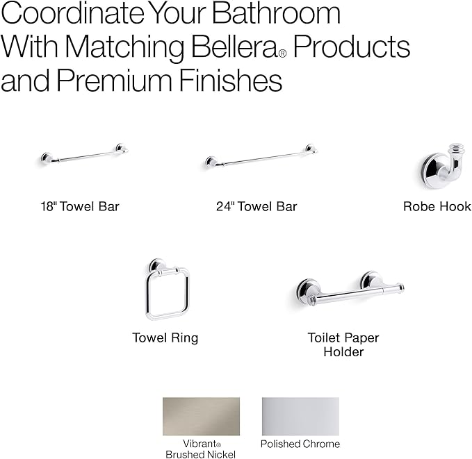 Kohler 27384-CP Bellera® 24" Towel bar, Polished Chrome