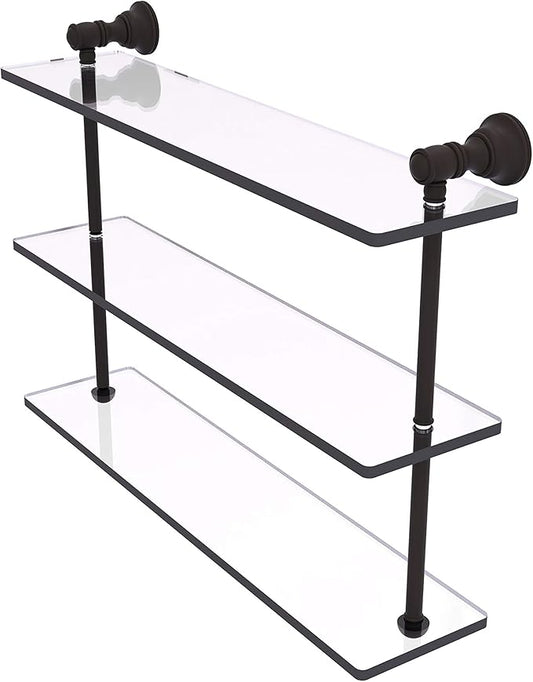 Allied Brass CL-5-22 Carolina Collection 22 Inch Triple Glass Shelf, Oil Rubbed Bronze