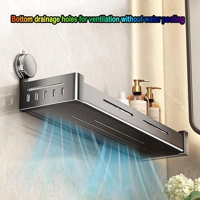No-Punch Suction Cup Shelf, Bathroom Kitchen Home Storage Wall Rack, Quick Install Strong Adsorption and Stabilization(39cm)