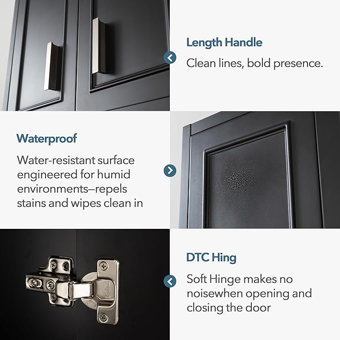 VANIRROR Black Wall Cabinet 23x29 inch for Bathroom Laundry Room Bedroom Kitchen Wood Medicine Cabinet, DIY Lighting, Soft-Close Hinge, 2 Door,Above Toilet Storage