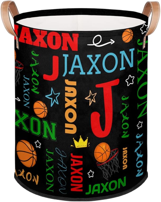 Custom Basketball Laundry Hamper, Personalized Laundry Baskets with Handles Dirty Clothes Hamper Storage Basket
